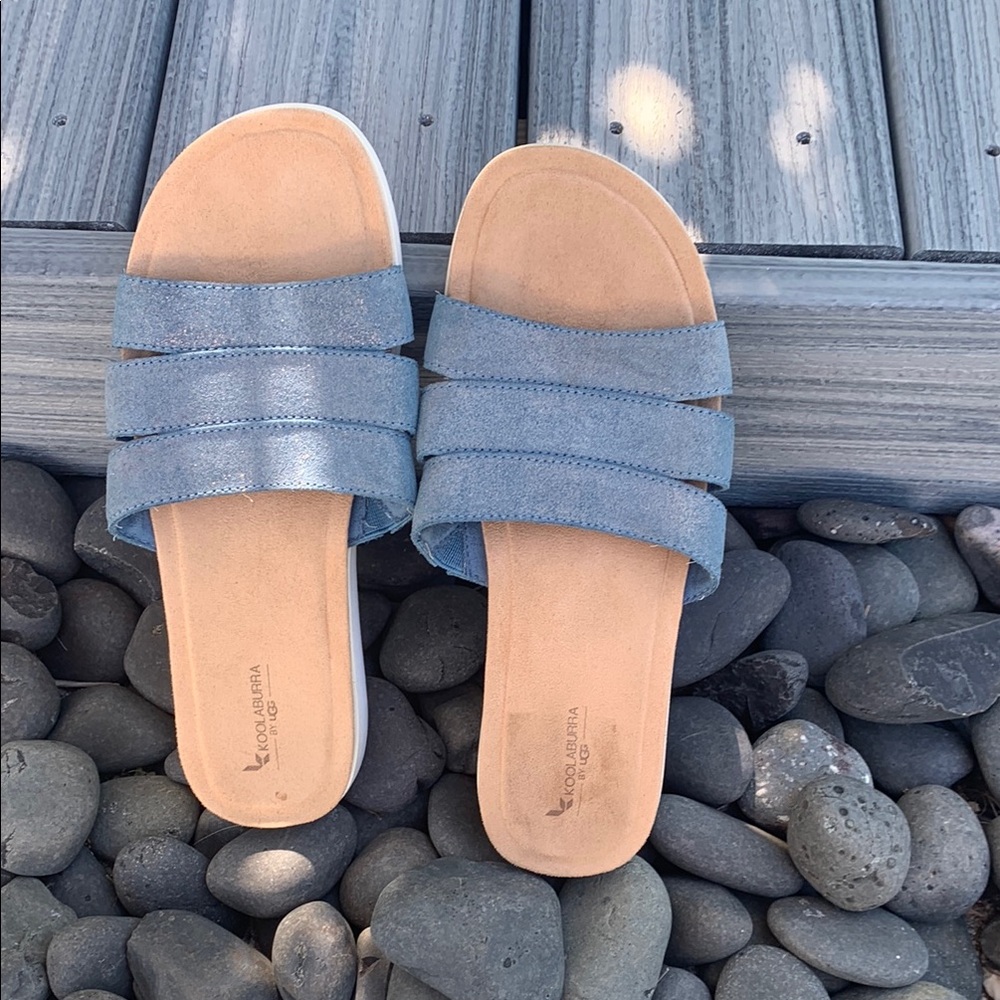 Koolaburra Blue Tan Sandals Suede Comfort